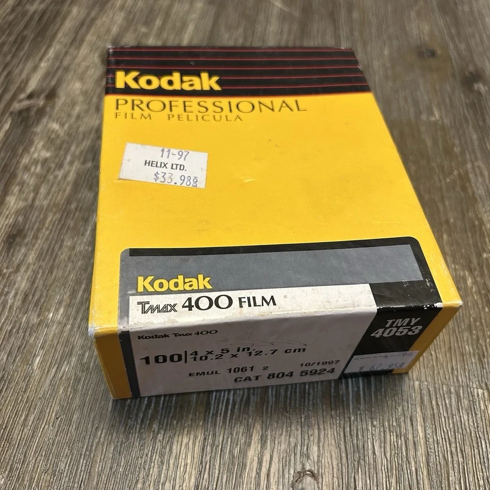 Vintage Kodak T-Max 400 TMY 4053 4x5 B&W Sheet Film Exp 1997 Open Box
